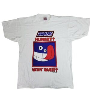 Vintage Snickers Hungry Why Wait Planet Mars T-Shirt White XL Made in USA